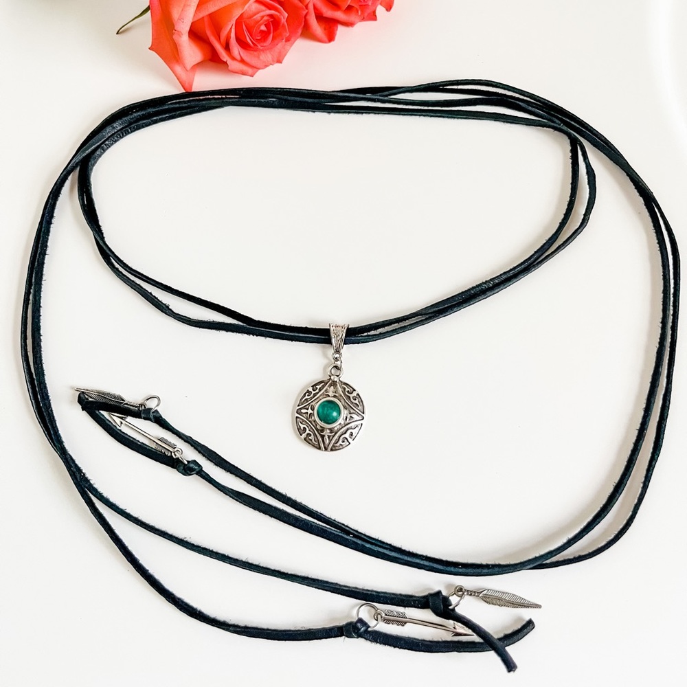 Women’s Black Leather Wrap Fringe Western Necklace, Rodeo Maximalism